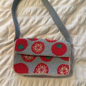 Maeve Tomato Pattern Beaded Shoulder Bag